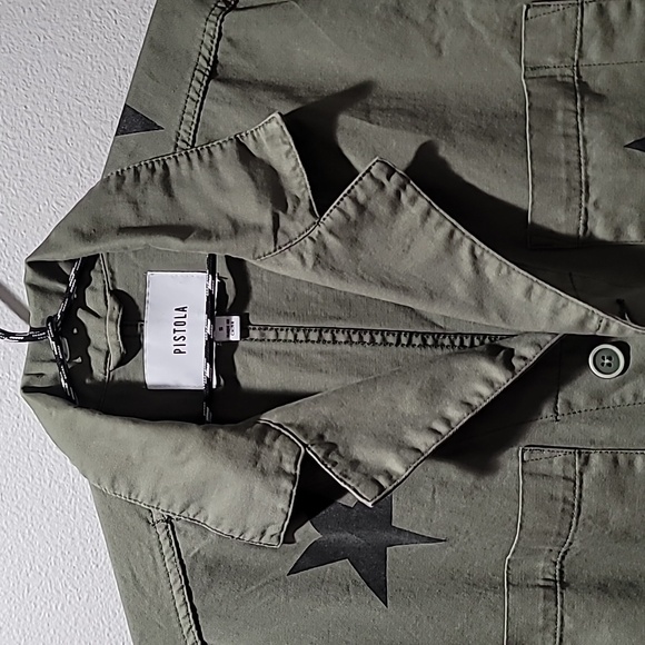 PISTOLA Olive Straight Leg Coveralls Jumpsuit Transitional Star Print Pant Suit - Picture 3 of 16